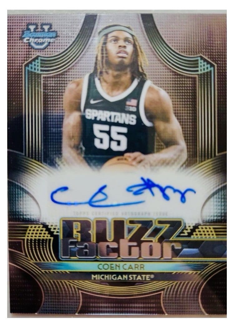 2025-26 Bowman Buzz Factor Autographs Coen Carr #BZA-CC card