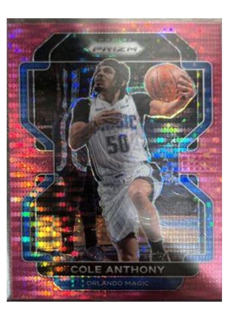 2021-22 Panini Prizm Base Set Cole Anthony Pink Pulsar Prizm #121 card