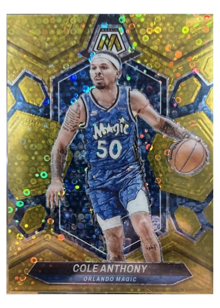 2023-24 Panini Mosaic Base Set Cole Anthony Gold Fast Break #165 card