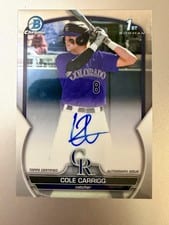 2023 Bowman Draft Chrome Prospect Autographs Cole Carrigg #CDA-CC card