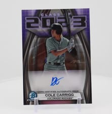 2023 Bowman Draft Class of 2023 Autographs Cole Carrigg #23A-CC card