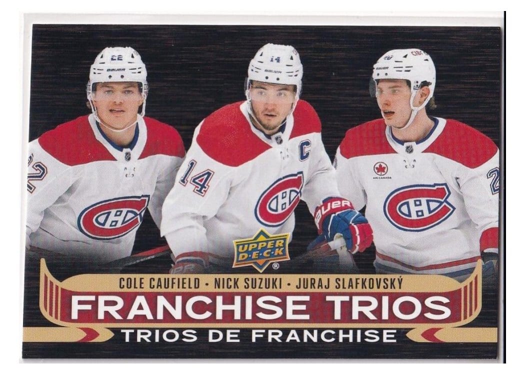 2024-25 Tim Hortons Collectors Series Franchise Trios Cole Caufield/Nick Suzuki/Juraj Slafkovsky #FT-5 card
