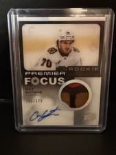 2023-24 Upper Deck Premier Premier Focus Autograph Patch Rookies Cole Guttman #PFR-CG card
