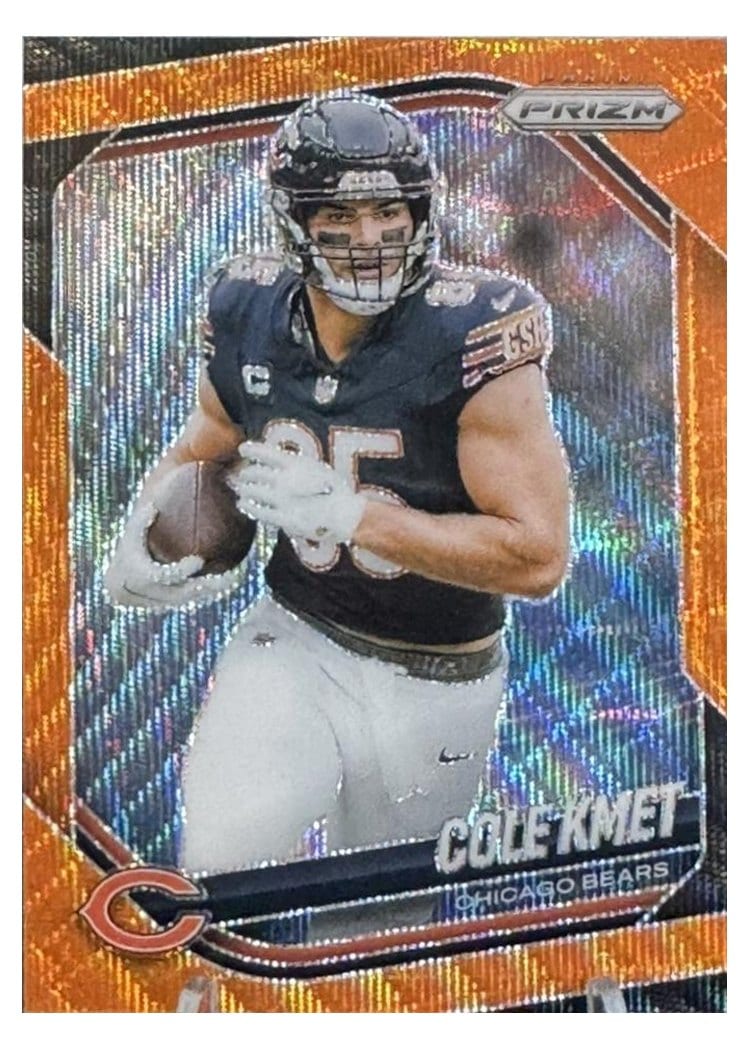 2025 Panini Prizm Base Set Cole Kmet Orange Wave #112 card