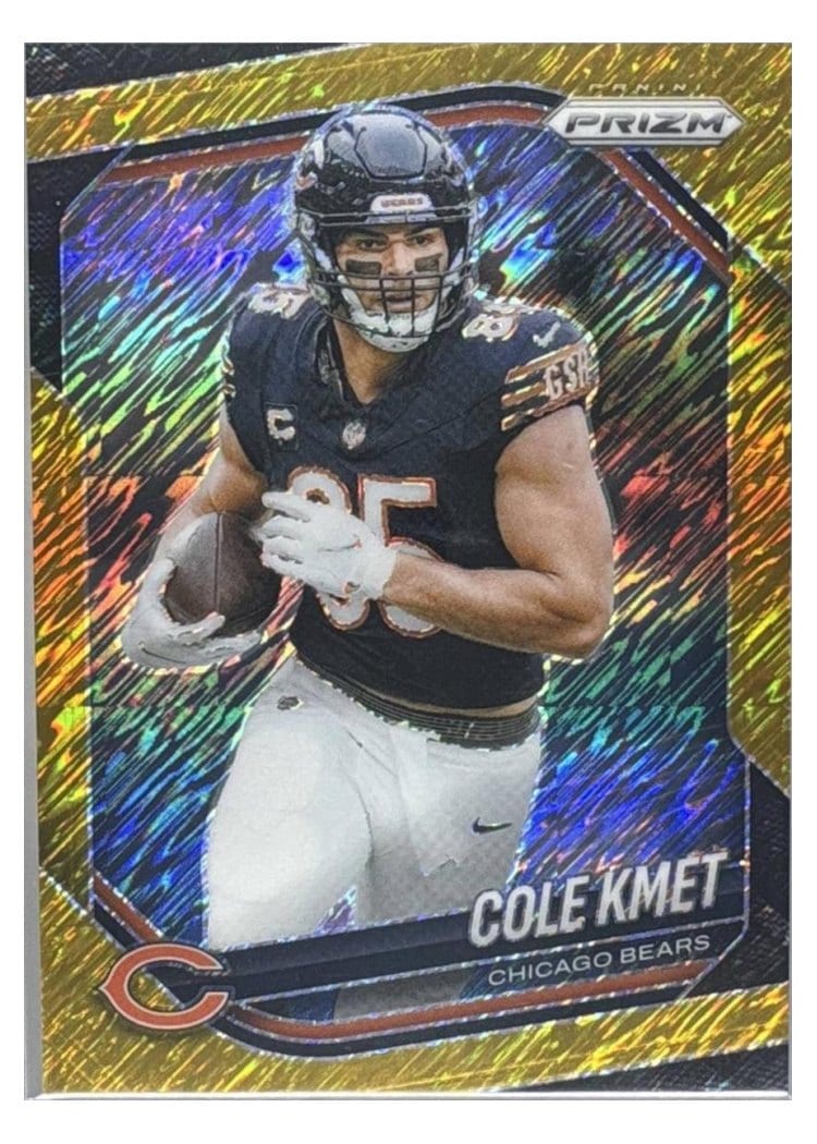 2025 Panini Prizm Base Set Cole Kmet Gold Shimmer #112 card