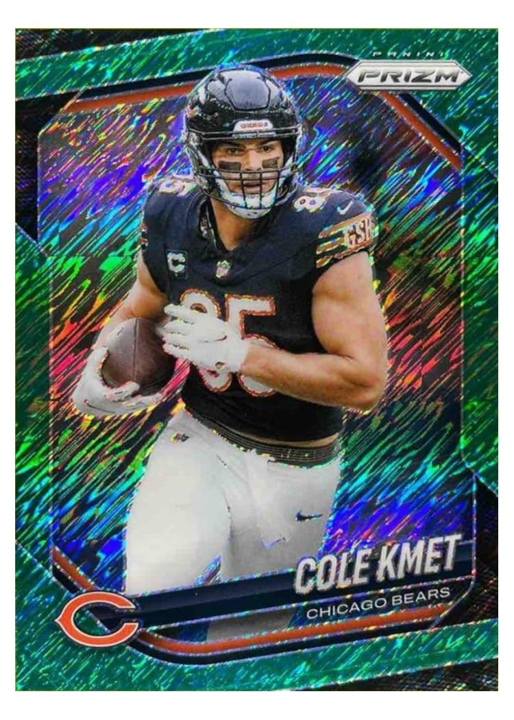 2025 Panini Prizm Base Set Cole Kmet Green Shimmer #112 card