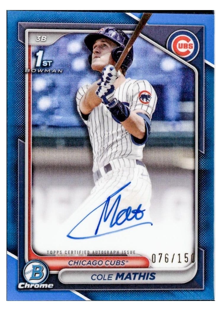 2024 Bowman Draft Chrome Prospect Autographs Cole Mathis #CPA-CMS card
