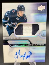 2021-22 Upper Deck Premier Acetate Rookie Autograph Patch Cole Perfetti #AR-CP card