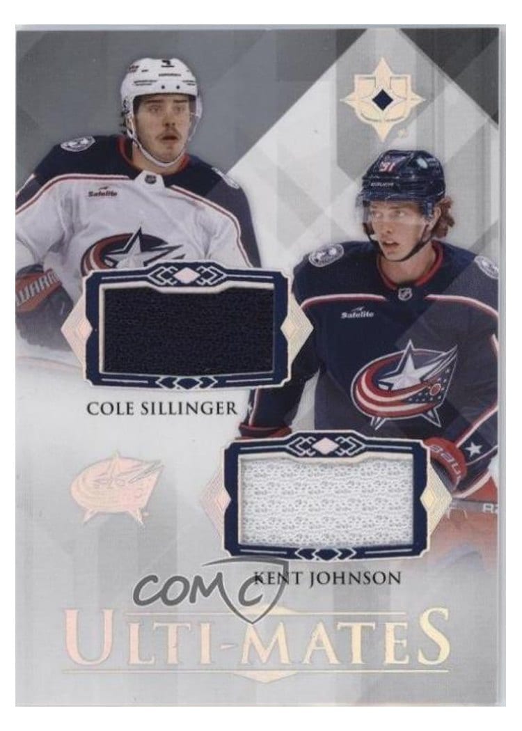 2023-24 Upper Deck Ultimate Collection Ulti-Mates Dual Jersey Cole Sillinger/Kent Johnson #UTM-SJ card