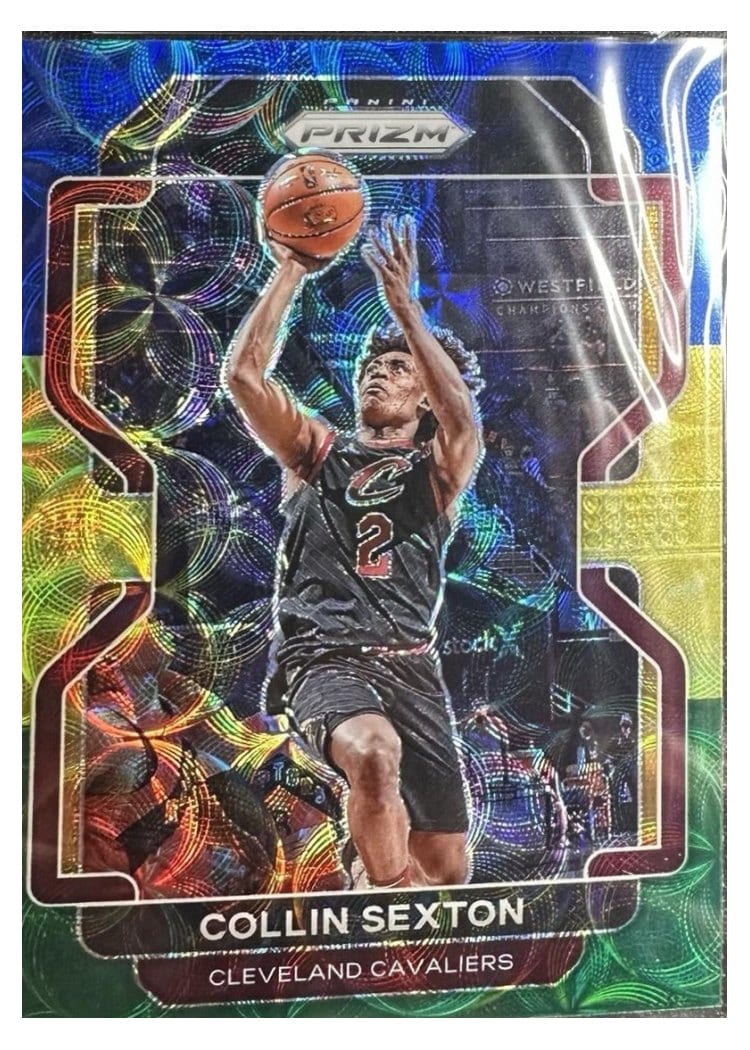 2021-22 Panini Prizm Base Set Collin Sexton Blue Yellow Green Choice Prizm #240 card