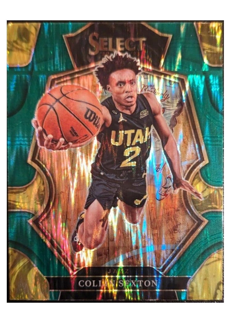 2022-23 Panini Select Base Set Collin Sexton Green Shock Prizm #123 card