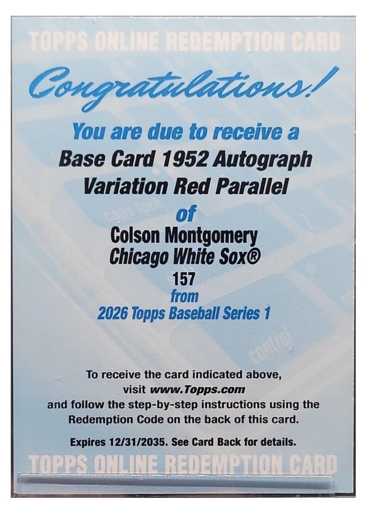 2026 Topps Colson Montgomery #157 card