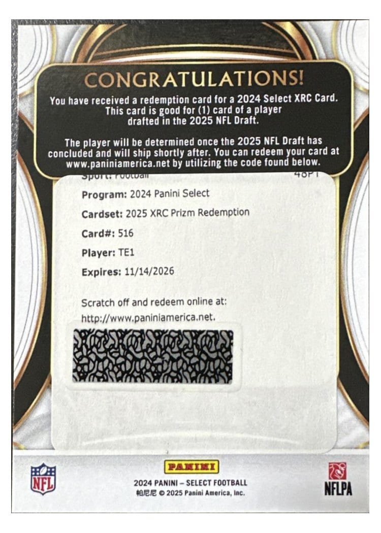 2024 Panini Select 2025 XRC Prizm Redemption Colston Loveland #516 card
