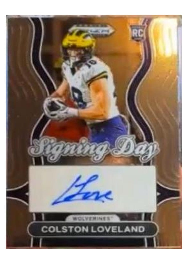 2025 Panini Prizm Draft Picks Signing Day Colston Loveland #27 card