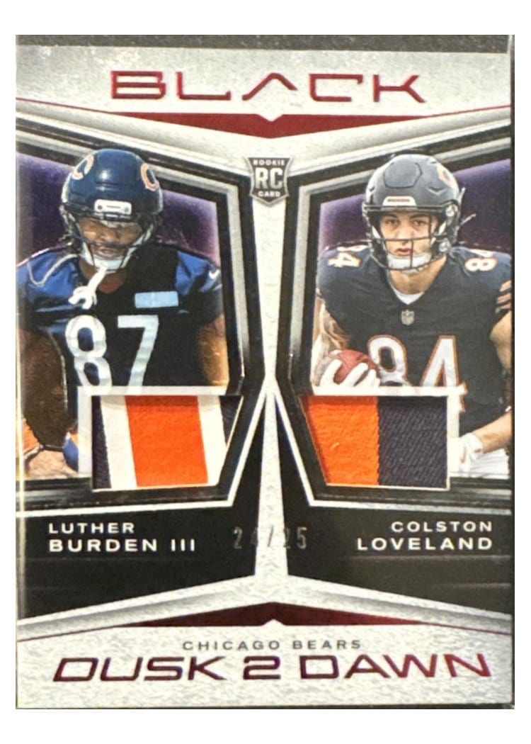 2025 Panini Black Dusk 2 Dawn Dual Relics Colston Loveland/Luther Burden III #3 card