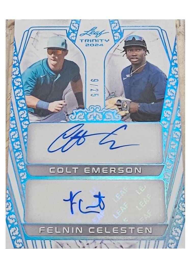 2024 Leaf Trinity Baseball Dual Autograph Colt Emerson / Felnin Celesten #DA-13 card