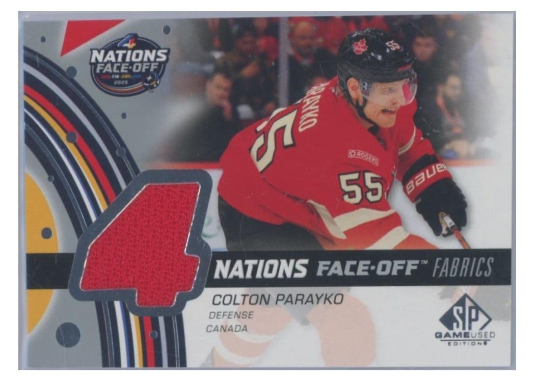2025-26 SP Game Used 2025 4 Nations Face-Off Fabrics Colton Parayko #4N-CP card