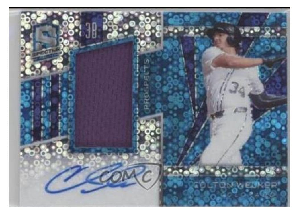 2020 Panini Chronicles Spectra Prospect Jersey Autographs Colton Welker #SPJA-CW card