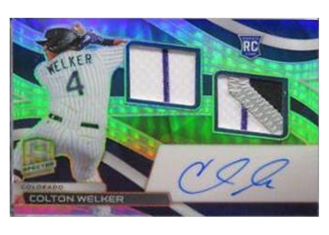 2022 Panini Chronicles Spectra Rookie Dual Jersey Autographs Colton Welker #RDJA-CW card