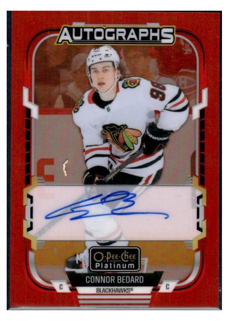 2025-26 O-Pee-Chee Platinum Red Rainbow Autos Connor Bedard #RA-CB