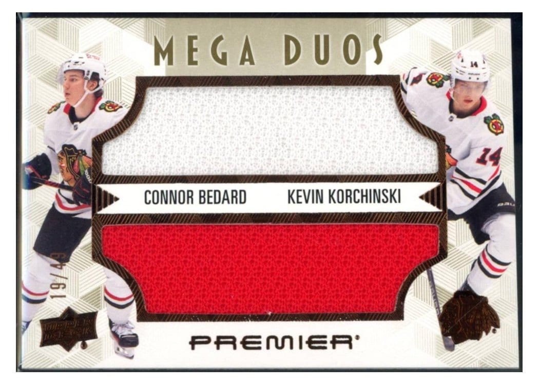 2024-25 Upper Deck Premier Premier Mega Jersey Duos Connor Bedard/Kevin Korchinski #PM2-BK card