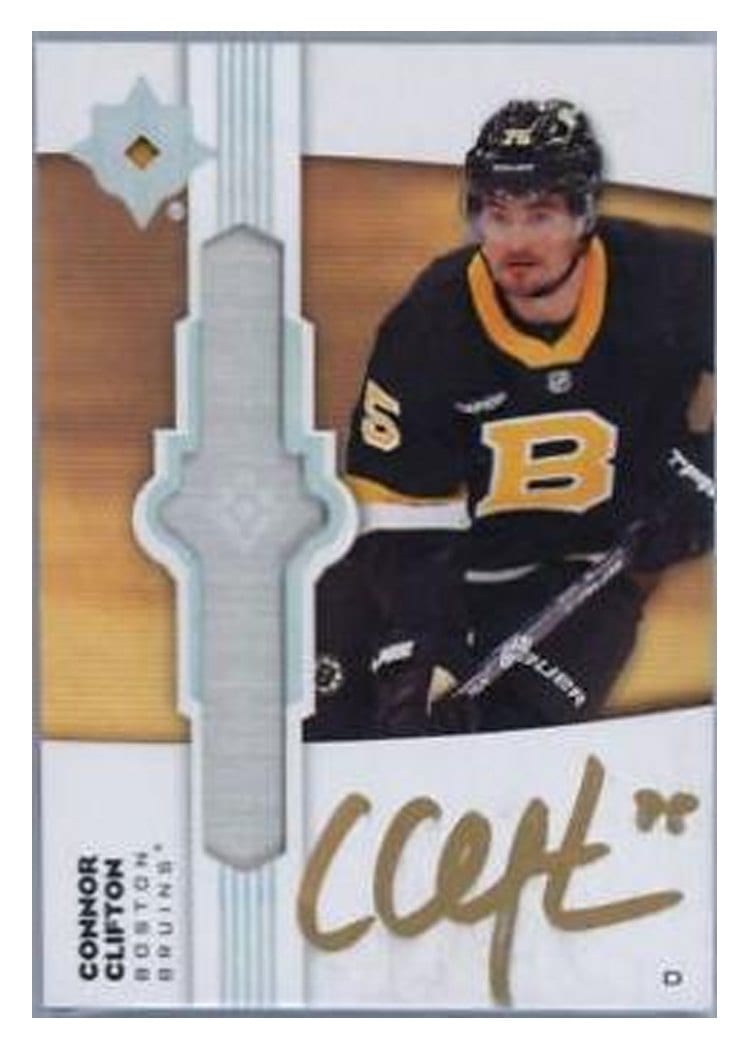 2022-23 Upper Deck Ultimate Collection Ultimate Emblems Autograph Connor Clifton #UE-CF card