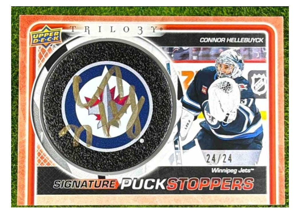 2023-24 Upper Deck Trilogy Signature Puckstoppers Connor Hellebuyck #SPU-HE card