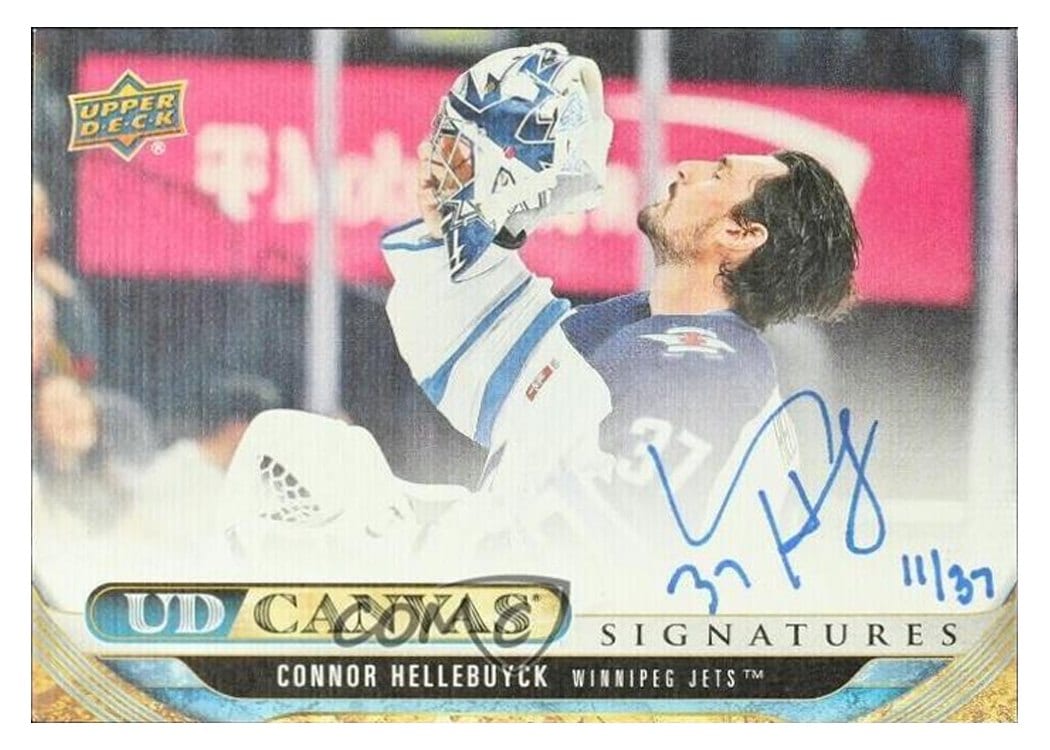 2024-25 Upper Deck UD Canvas Signatures Connor Hellebuyck #CA-CH card