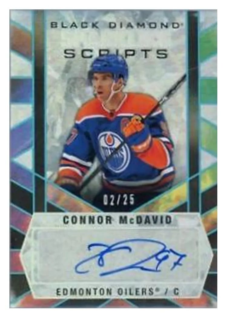 2022-23 Upper Deck Black Diamond Sparkling Scripts Connor McDavid #SC-CO card