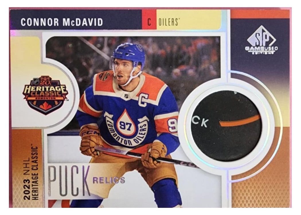 2024-25 SP Game Used 2023 Heritage Classic Puck Relics Connor McDavid #HCP-CM card