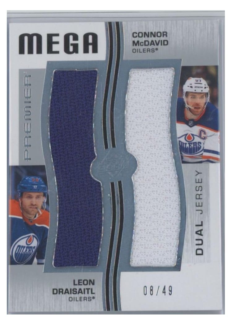 2023-24 Upper Deck Premier Premier Mega Jersey Duos Connor McDavid/Leon Draisaitl #PM2-MD card