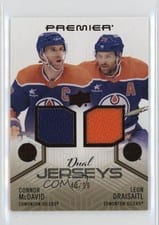 2024-25 Upper Deck Premier Premier Dual Jersey Connor McDavid/Leon Draisaitl #PD-MD card