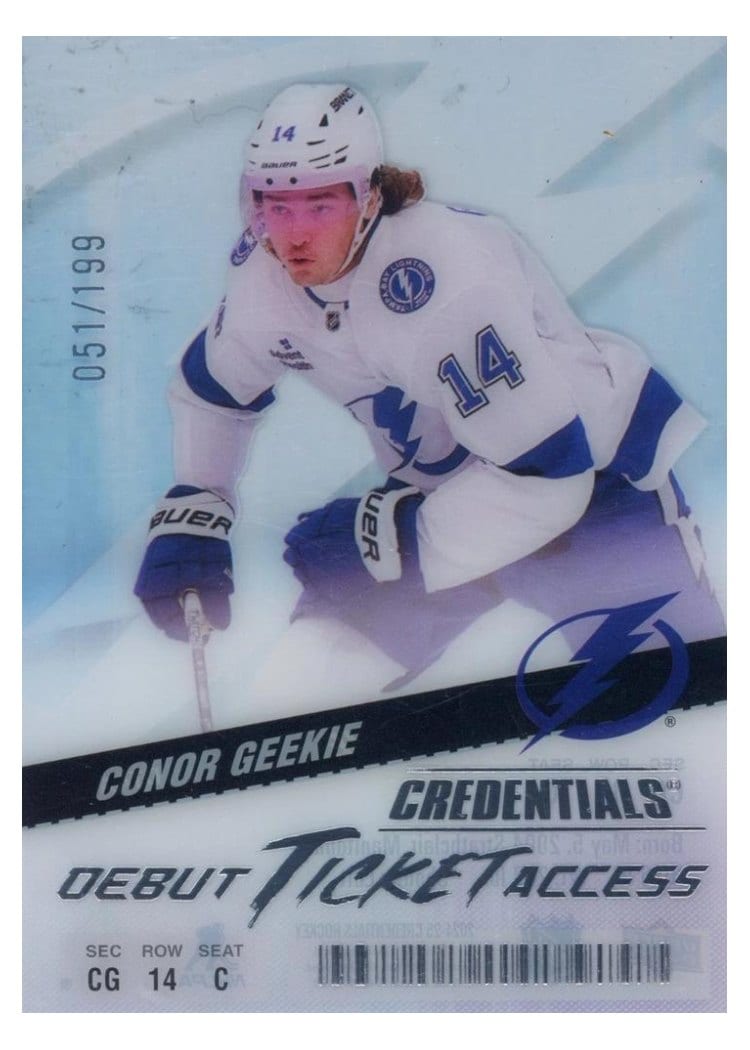 2024-25 Upper Deck Credentials Acetate Debut Ticket Access Conor Geekie #DTAA-GE card