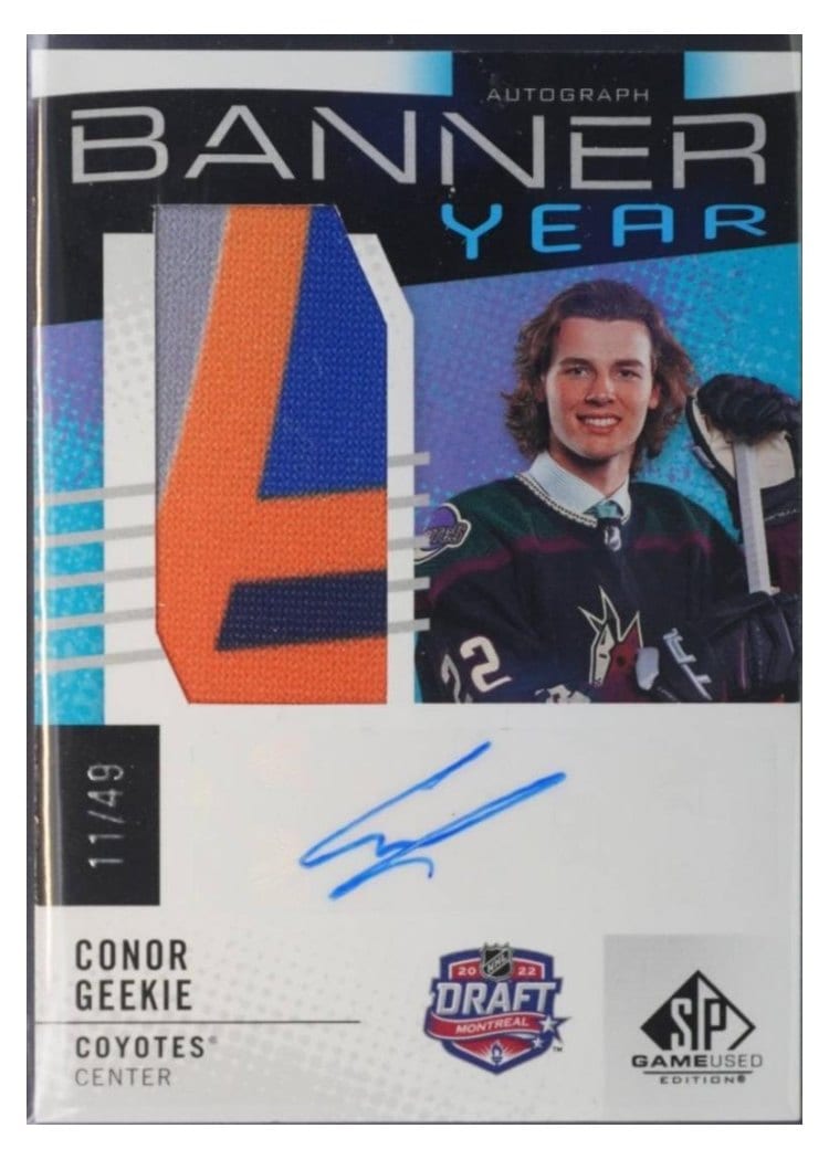 2025-26 SP Game Used 2022 NHL Draft Banner Year Autograph Relics Conor Geekie #BYA-GE card
