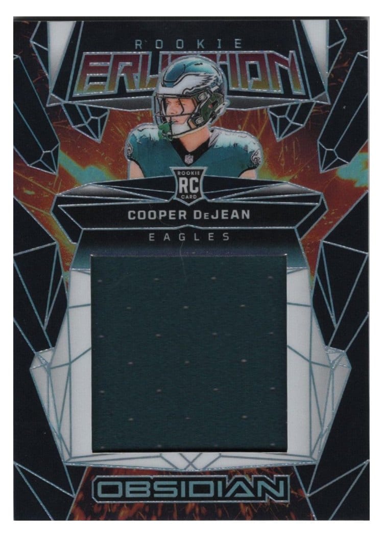 2024 Panini Obsidian Rookie Eruption Materials Cooper DeJean #12 card