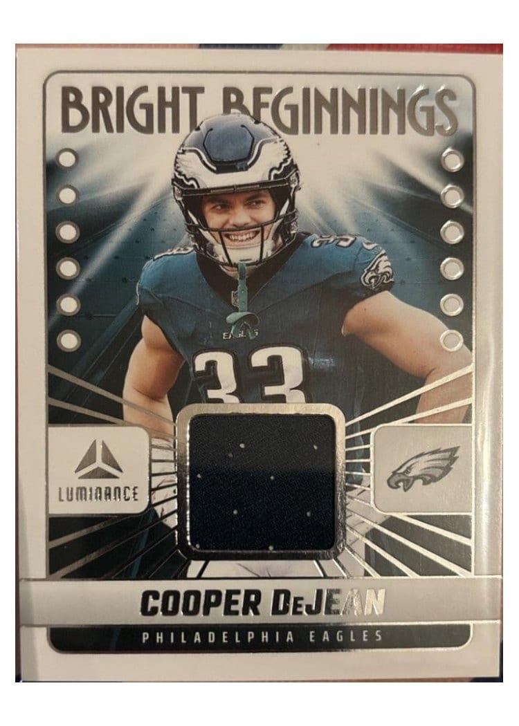 2025 Panini Luminance Bright Beginnings Relics Cooper DeJean #2 card