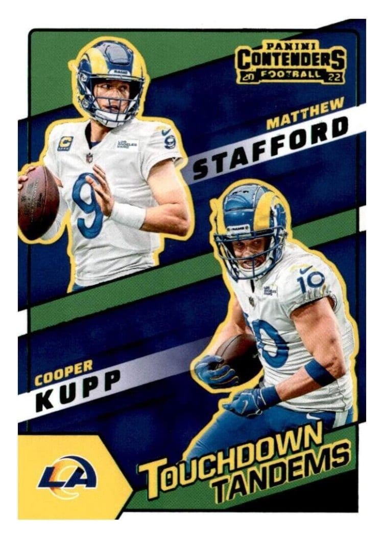 2022 Panini Contenders Touchdown Tandems Cooper Kupp / Matthew Stafford #TDT-LAR card