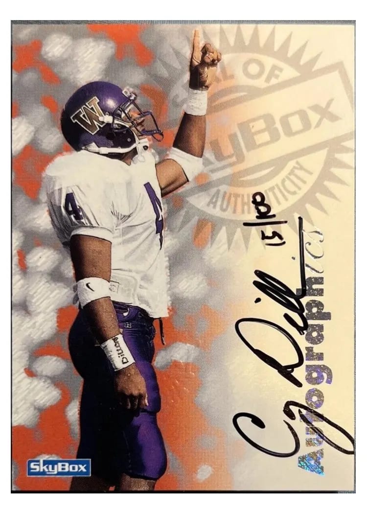 1997 Skybox Premium Autographics Corey Dillon Century Mark card