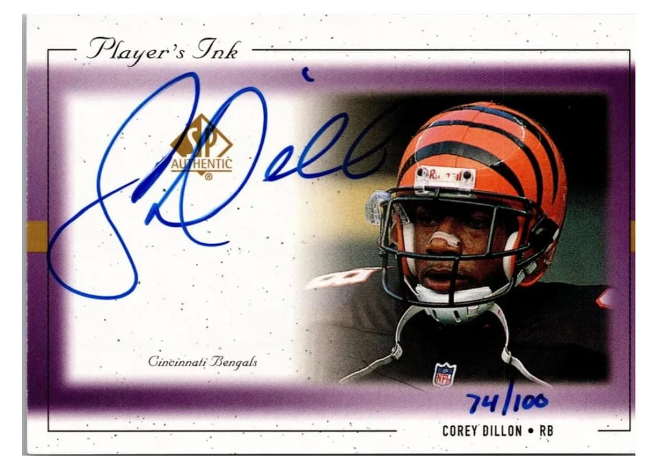 1999 SP Authentic Player's Ink Corey Dillon #CD-A card