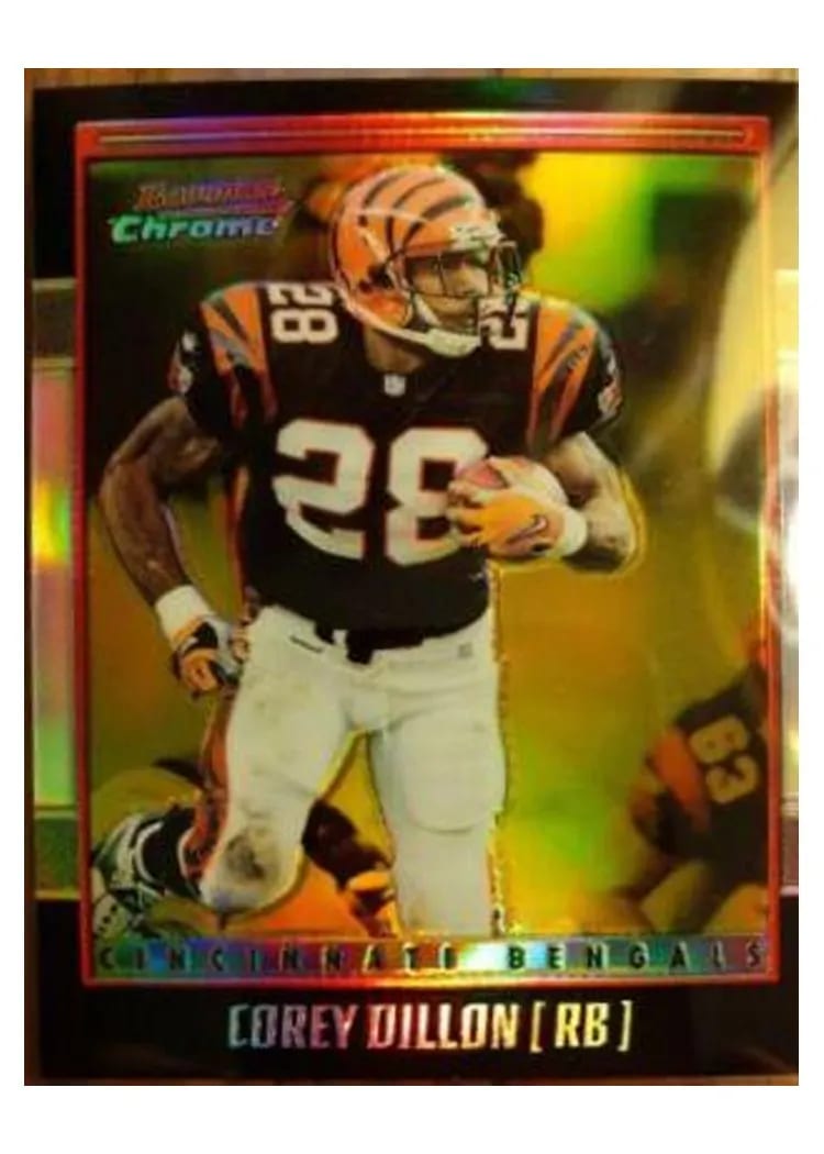 2001 Bowman Chrome Corey Dillon #22 card