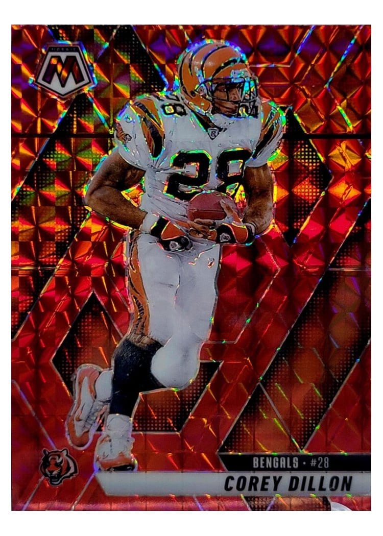 2025 Panini Mosaic Base Set Corey Dillon Red Sparkle #158 card