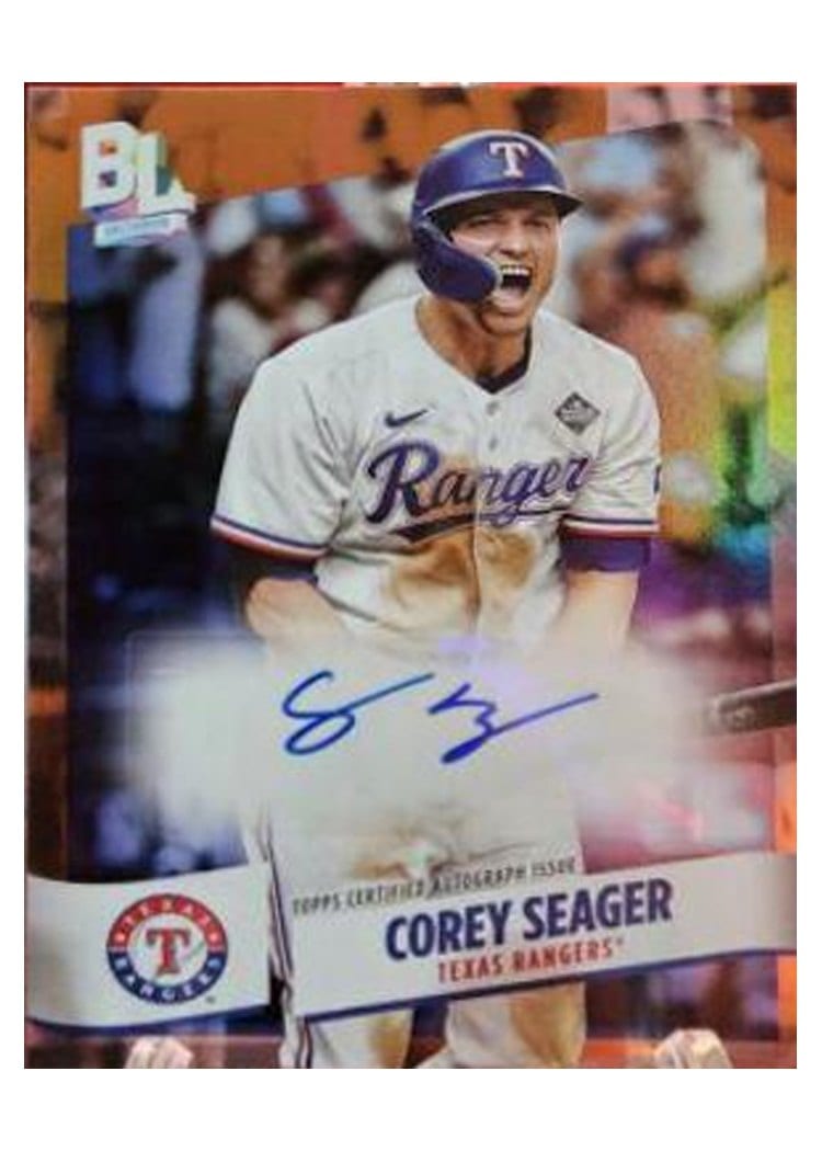 2024 Topps Big League Electric Orange Autographs Common Corey Seager #BEF-CS card