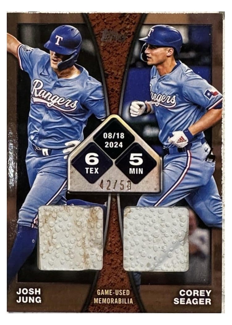 2025 Topps Rounding the Bases Dual Relics Corey Seager / Josh Jung #RTBD-JS card