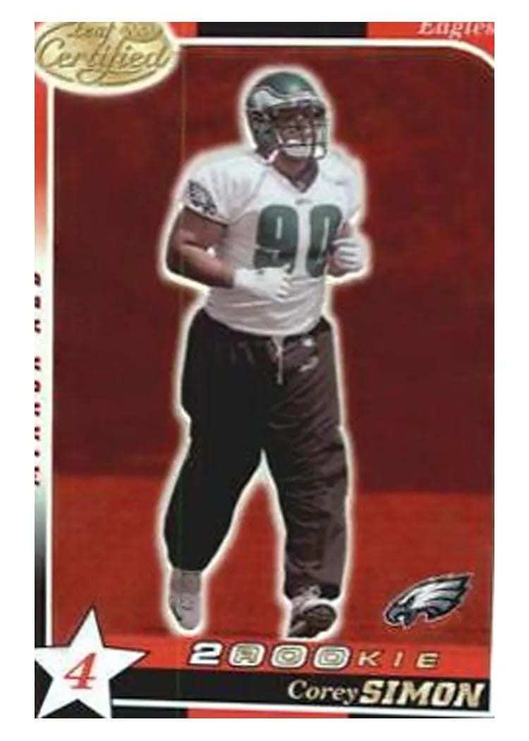 2000 Leaf Certified Corey Simon 4 Star Mirror Red #213 card