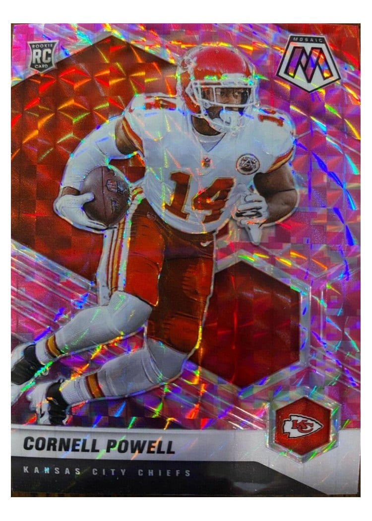 2021 Panini Mosaic Base Set Cornell Powell Camo Pink Mosaic #340 card
