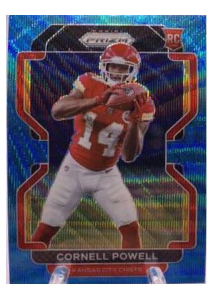 2021 Panini Prizm Base Set Cornell Powell Blue Wave Prizm #370 card
