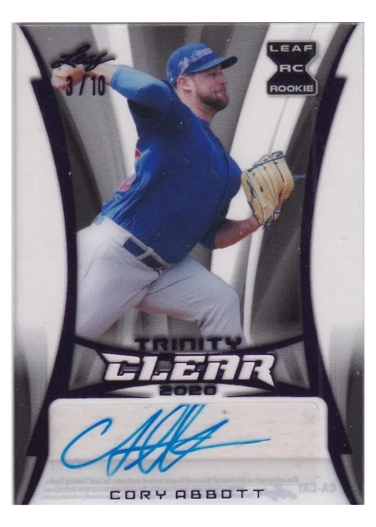 2020 Leaf Trinity Clear Autographs Cory Abbott Purple #CA-CA1 card