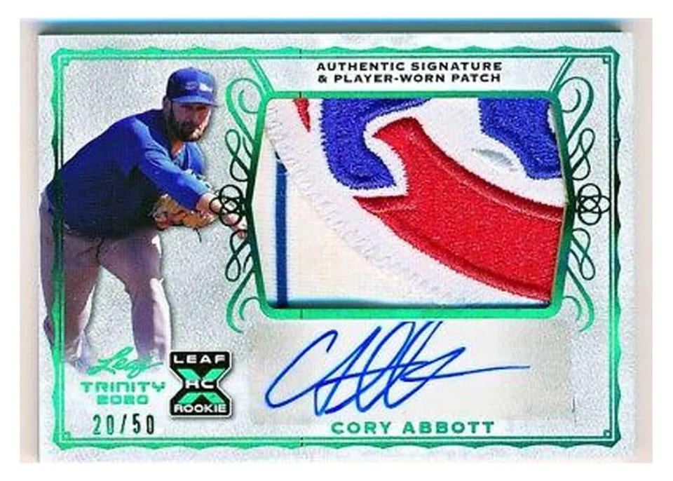 2020 Leaf Trinity Patch Autographs Cory Abbott #PA-CA1 card