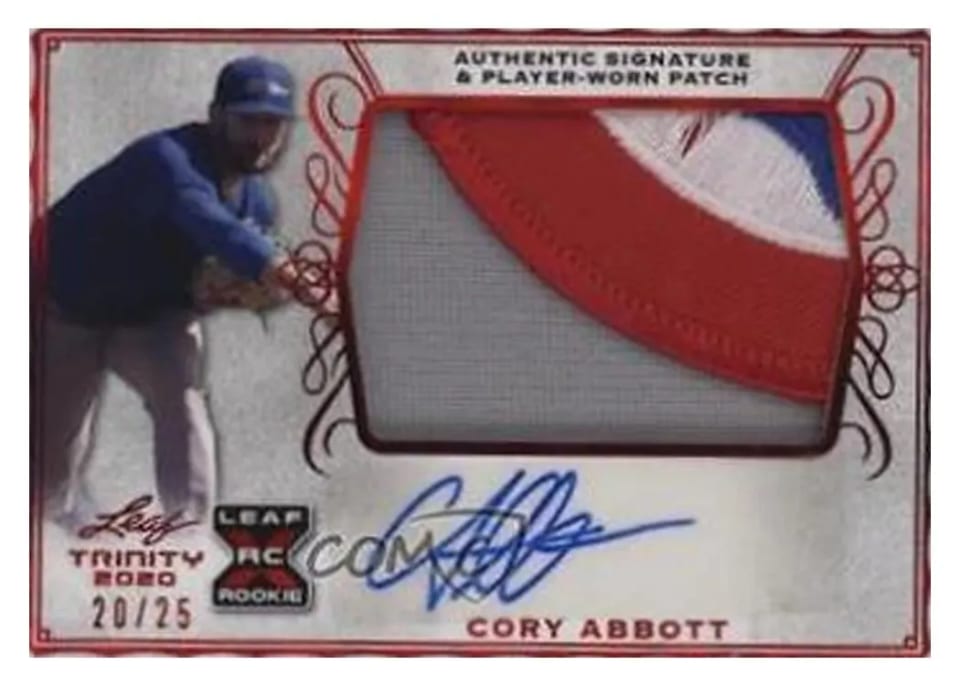 2020 Leaf Trinity Patch Autographs Cory Abbott #PA-CA1 card