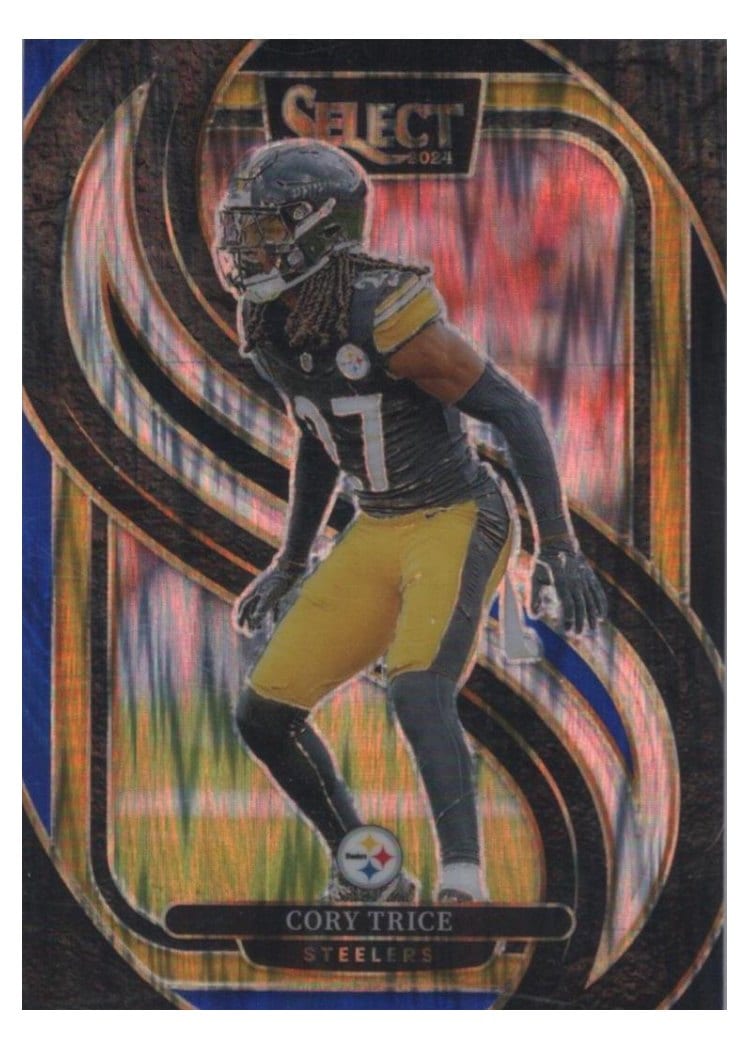 2024 Panini Select Base Set Cory Trice Black Blue Prizm Shock #140 card